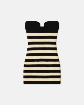 Masato - Striped Terry-Knit Dress - Creme/Off Black