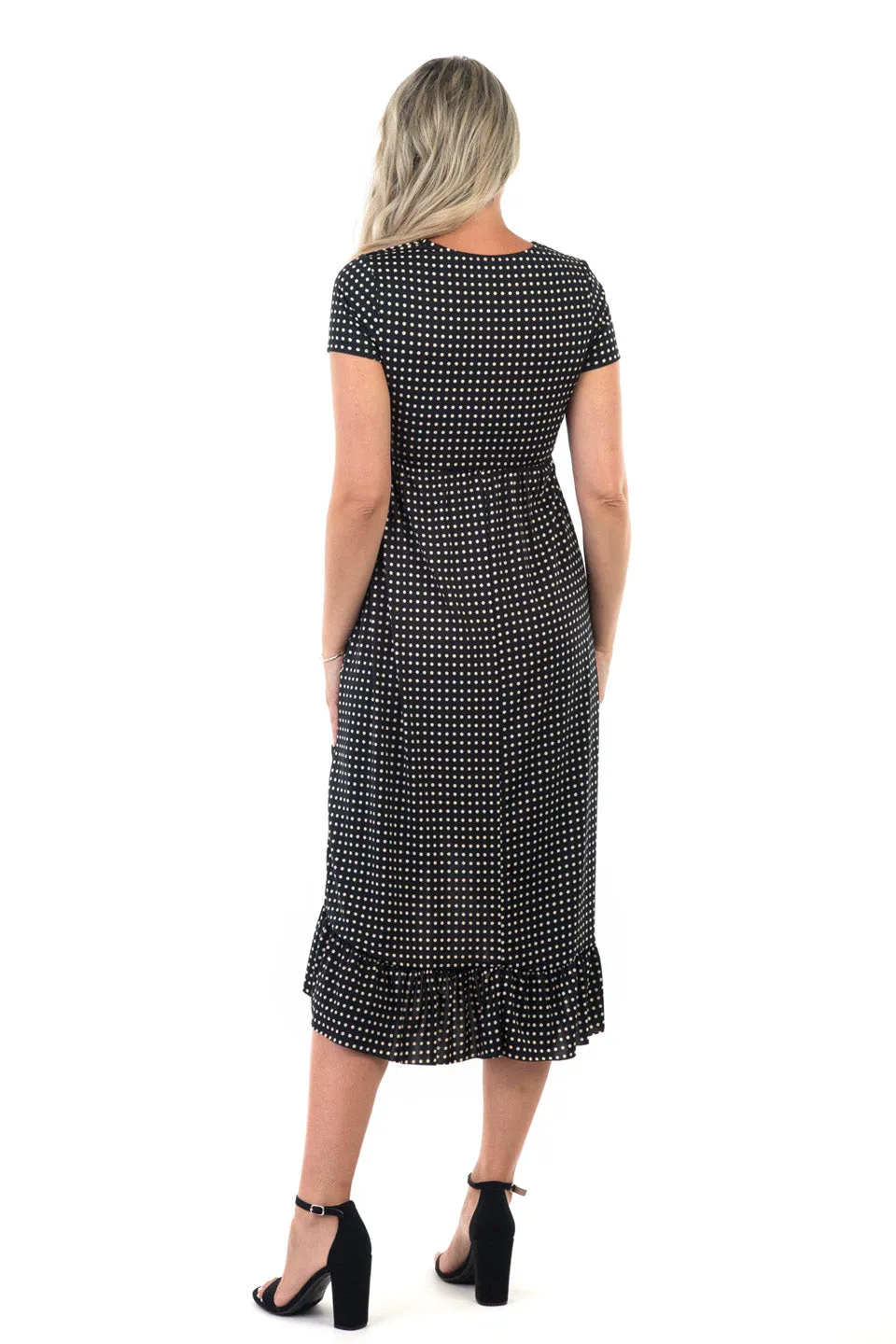 Maternity and Nursing Surplice Short Sleeve Polka Dot Dress