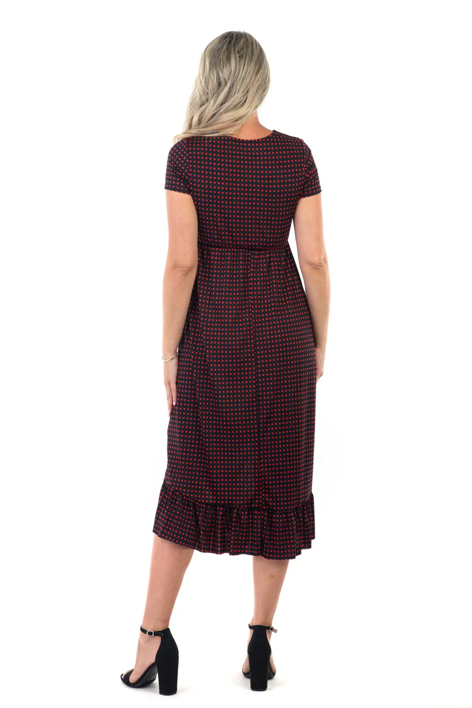 Maternity and Nursing Surplice Short Sleeve Polka Dot Dress