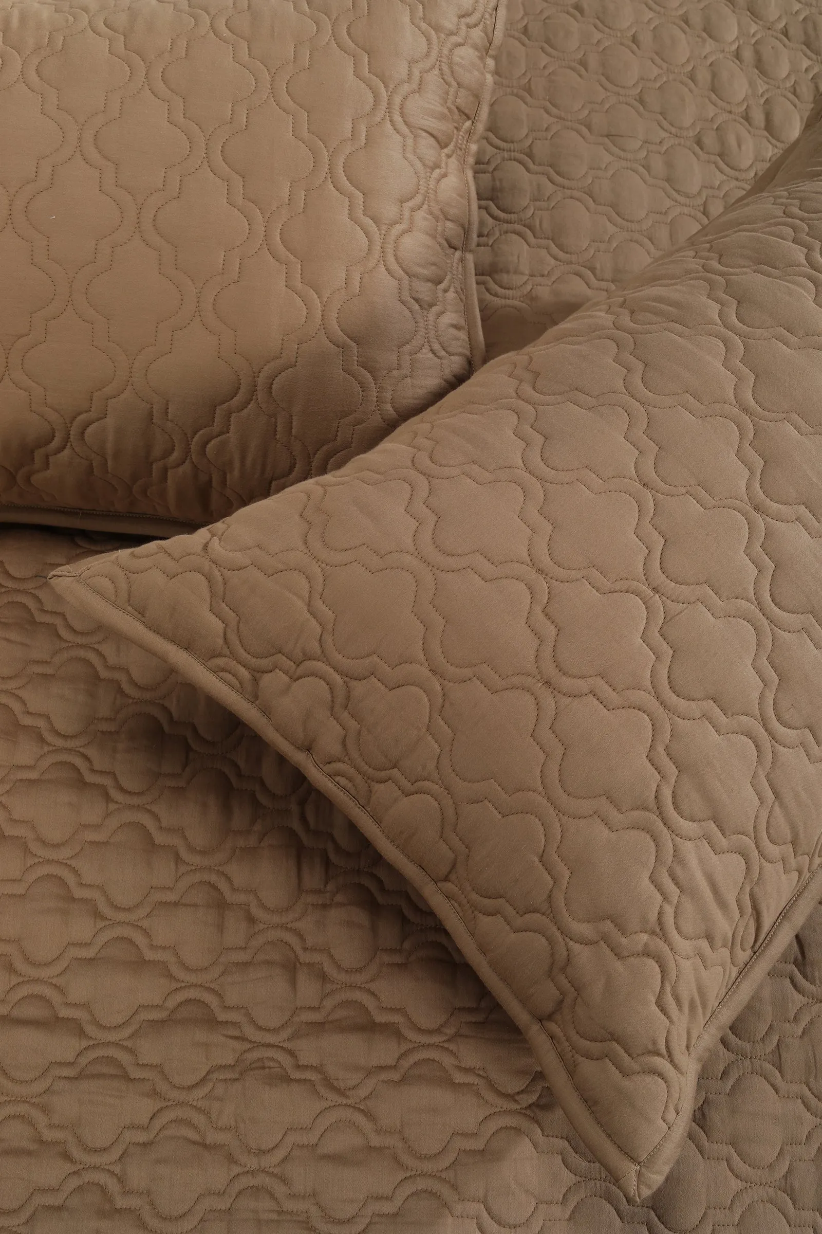 Mehrab Geometric Beige Quilted Cotton Bedcover