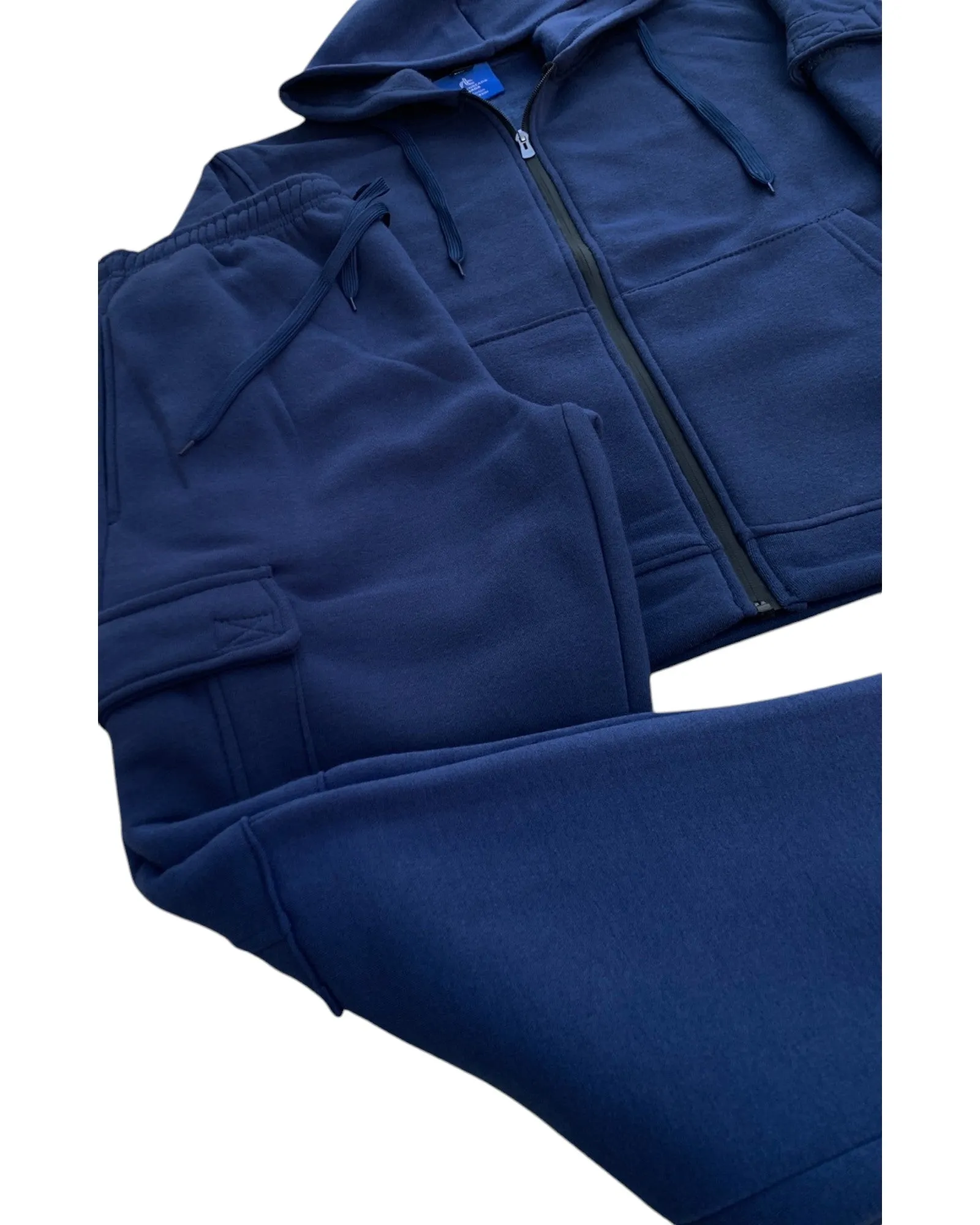 Men Fleece Jogger with utility Cargo Pockets Sweat jacket and Sweatpants Outfit