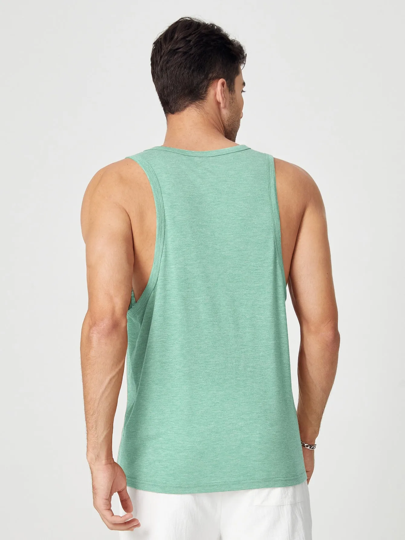 Men's Casual Flamingo Print Tank Top, Sleeveless, Round Neck, Regular Fit