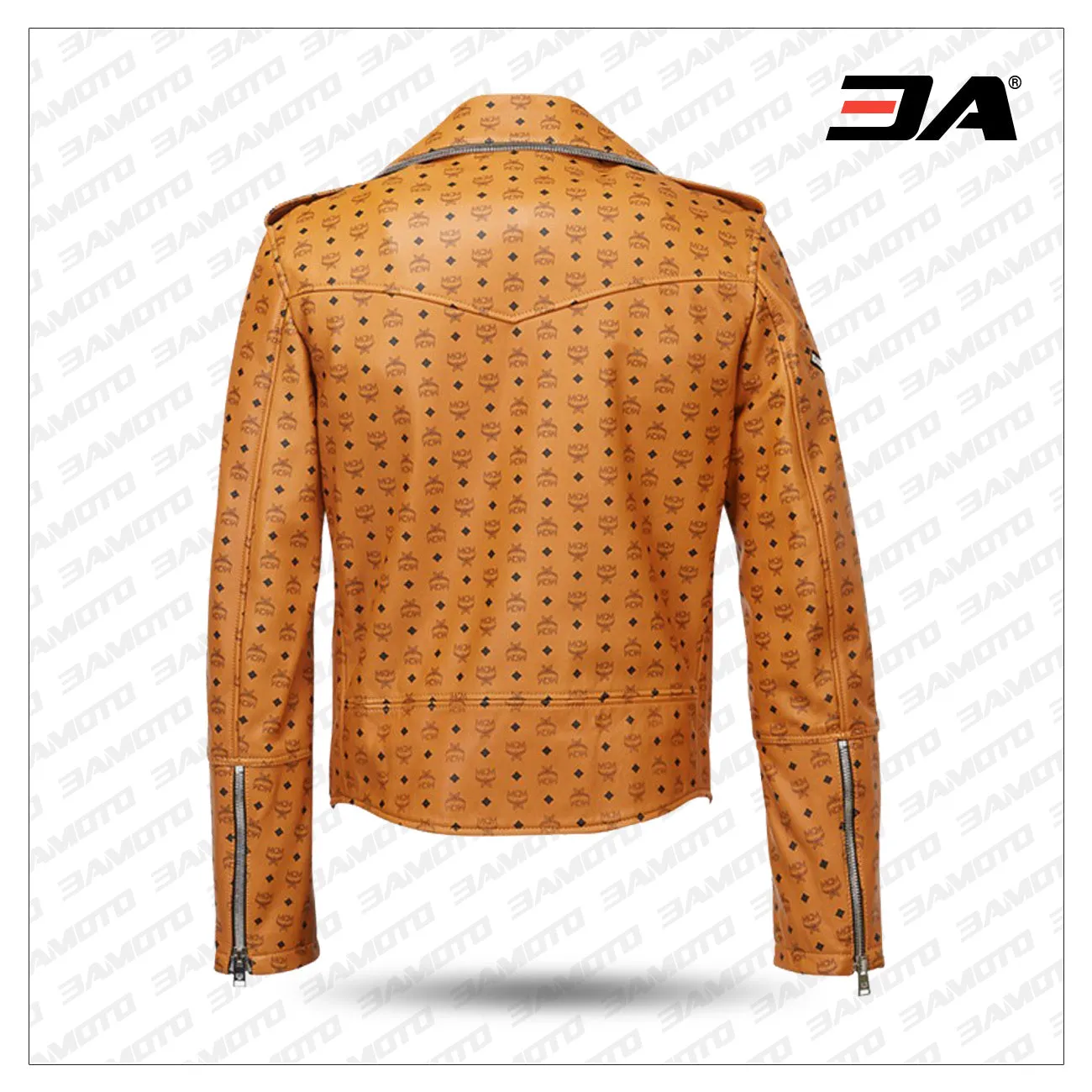 Mens Visetos Print Leather Rider Jacket