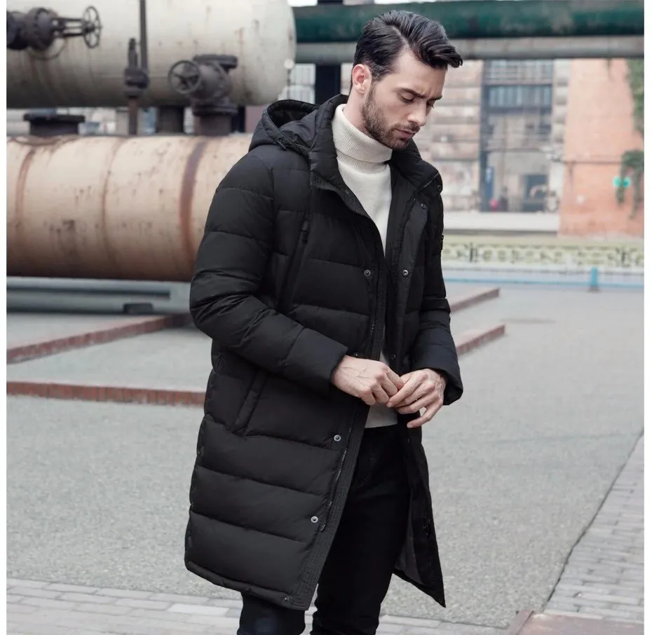 Men's Winter Long Thick Down Coat | Men's Fashion Outerwear