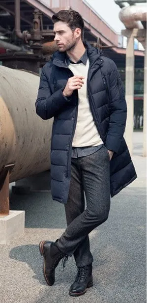 Men's Winter Long Thick Down Coat | Men's Fashion Outerwear