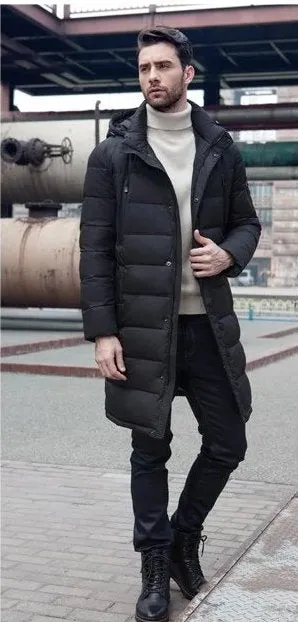 Men's Winter Long Thick Down Coat | Men's Fashion Outerwear