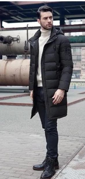 Men's Winter Long Thick Down Coat | Men's Fashion Outerwear