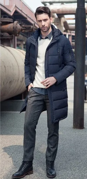 Men's Winter Long Thick Down Coat | Men's Fashion Outerwear