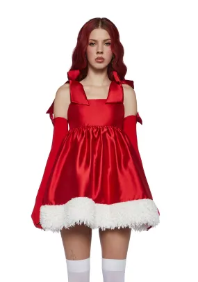 Merry Provocative Babydoll Dress And Gloves Set