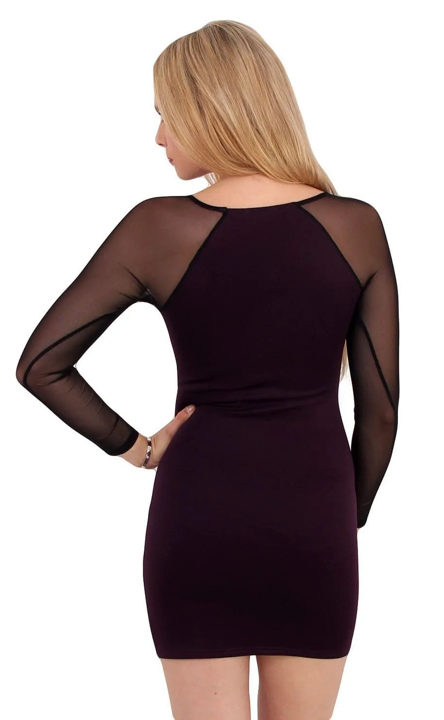 Mesh Sleeve Bodycon Dress - UK 8