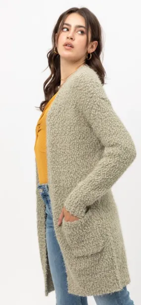 Mid Line Popcorn Open Cardigan