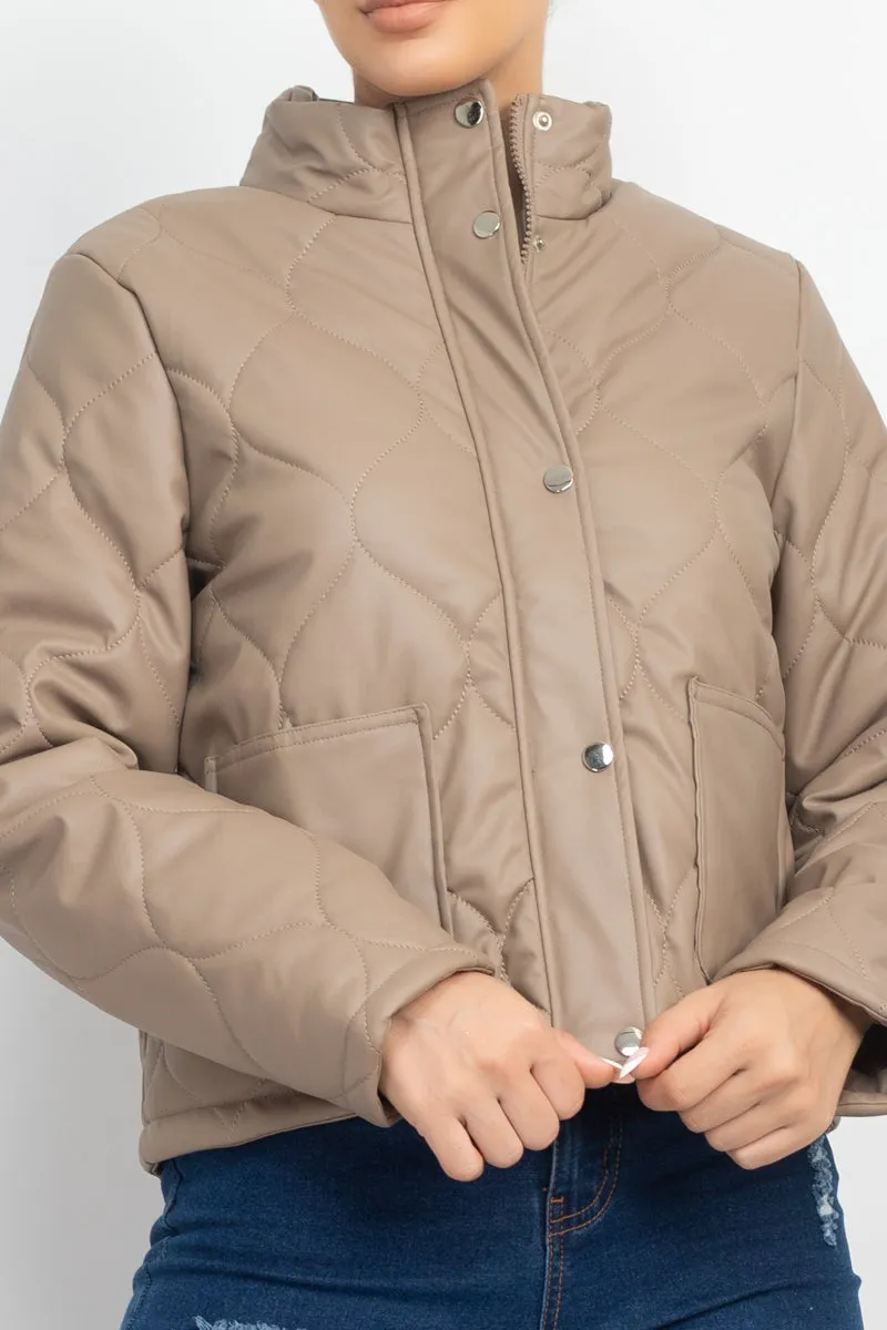 Mock Neck Quilted Jacket