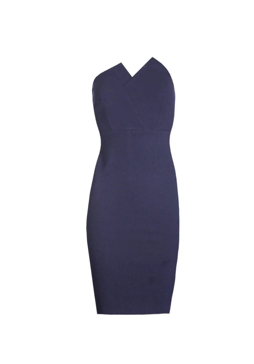 Navy Notch Front Bodycon Dress