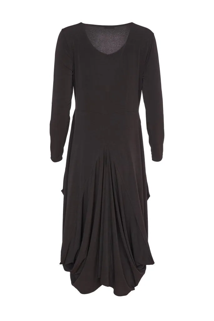 Naya Black dress with contrast fabric pockets Naw24155