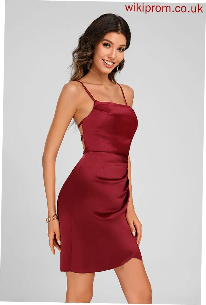 Neckline Square Bodycon Satin Homecoming Short/Mini Salome Dress Club Dresses