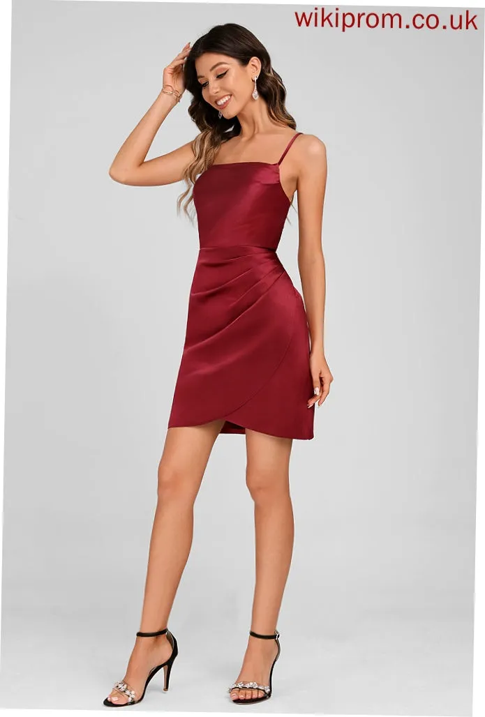 Neckline Square Bodycon Satin Homecoming Short/Mini Salome Dress Club Dresses