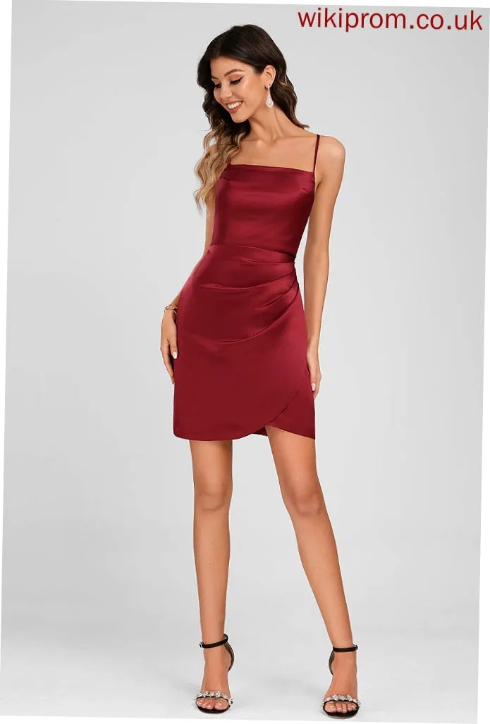 Neckline Square Bodycon Satin Homecoming Short/Mini Salome Dress Club Dresses