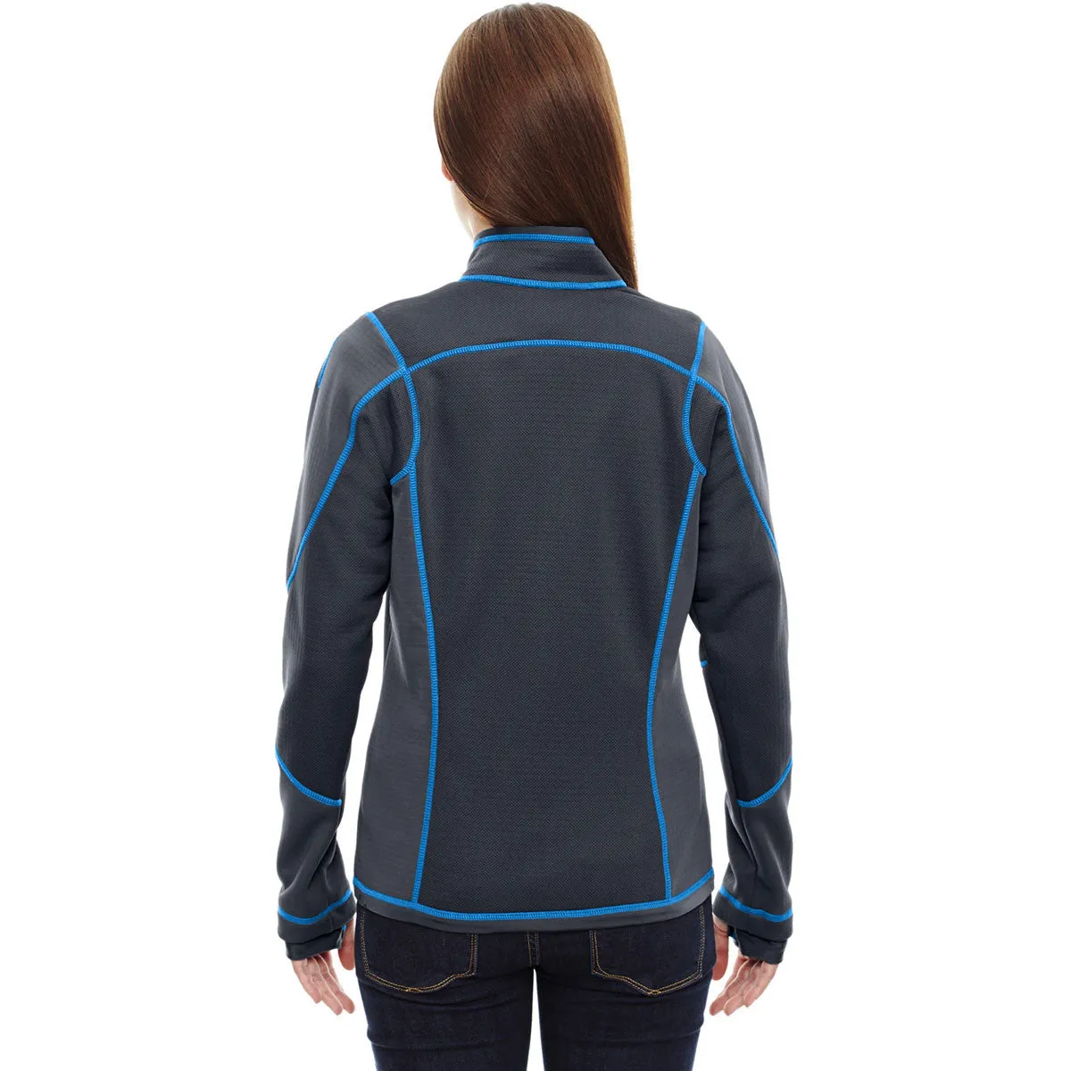 North End Women's Carbon/Olympic Blue Pulse Fleece Jacket with Print