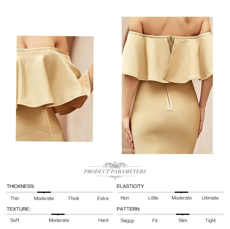 Off Shoulder Ruffles Runway Bandage Dress