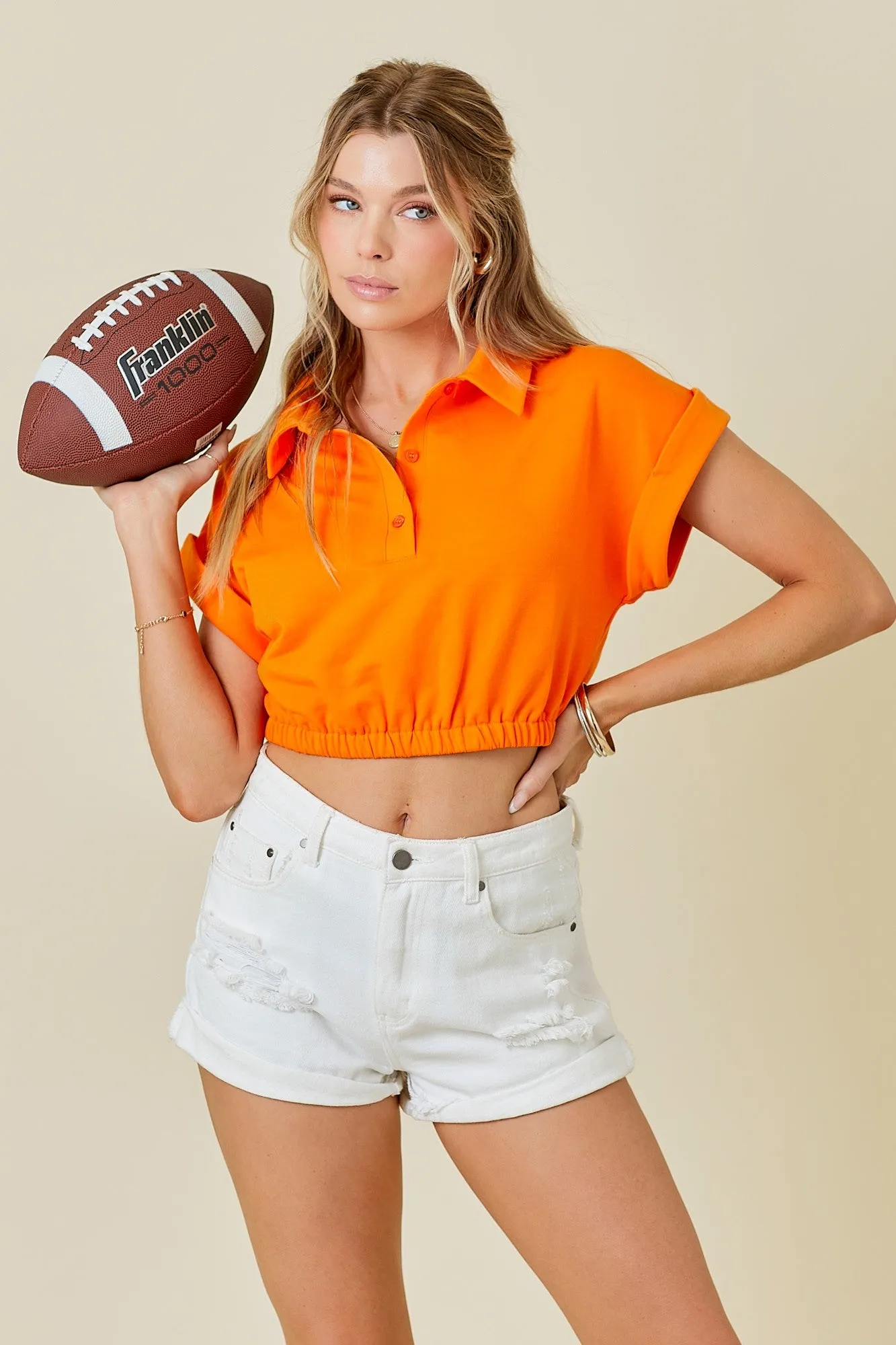 Orange Cropped Gameday Shirt