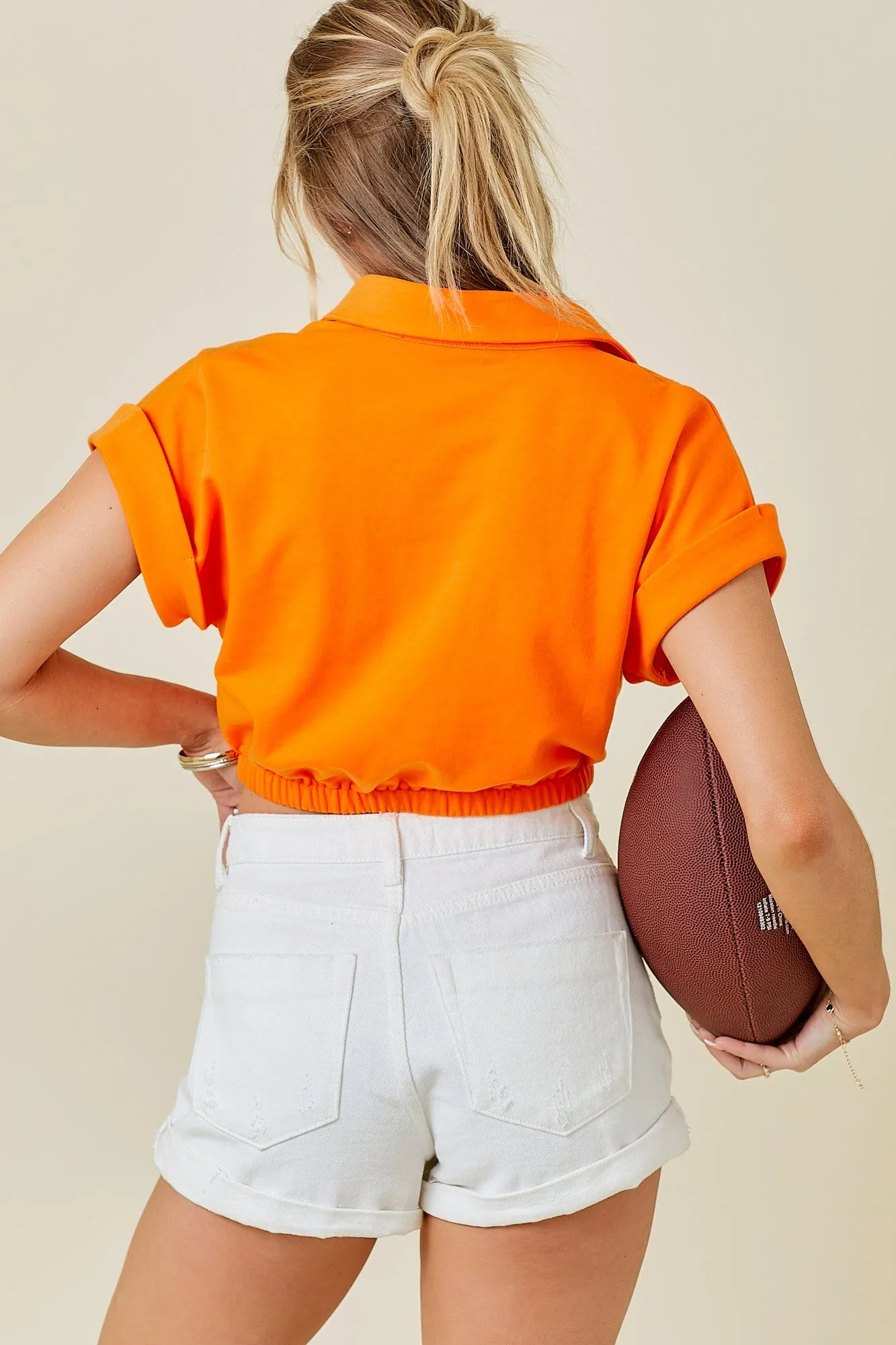 Orange Cropped Gameday Shirt