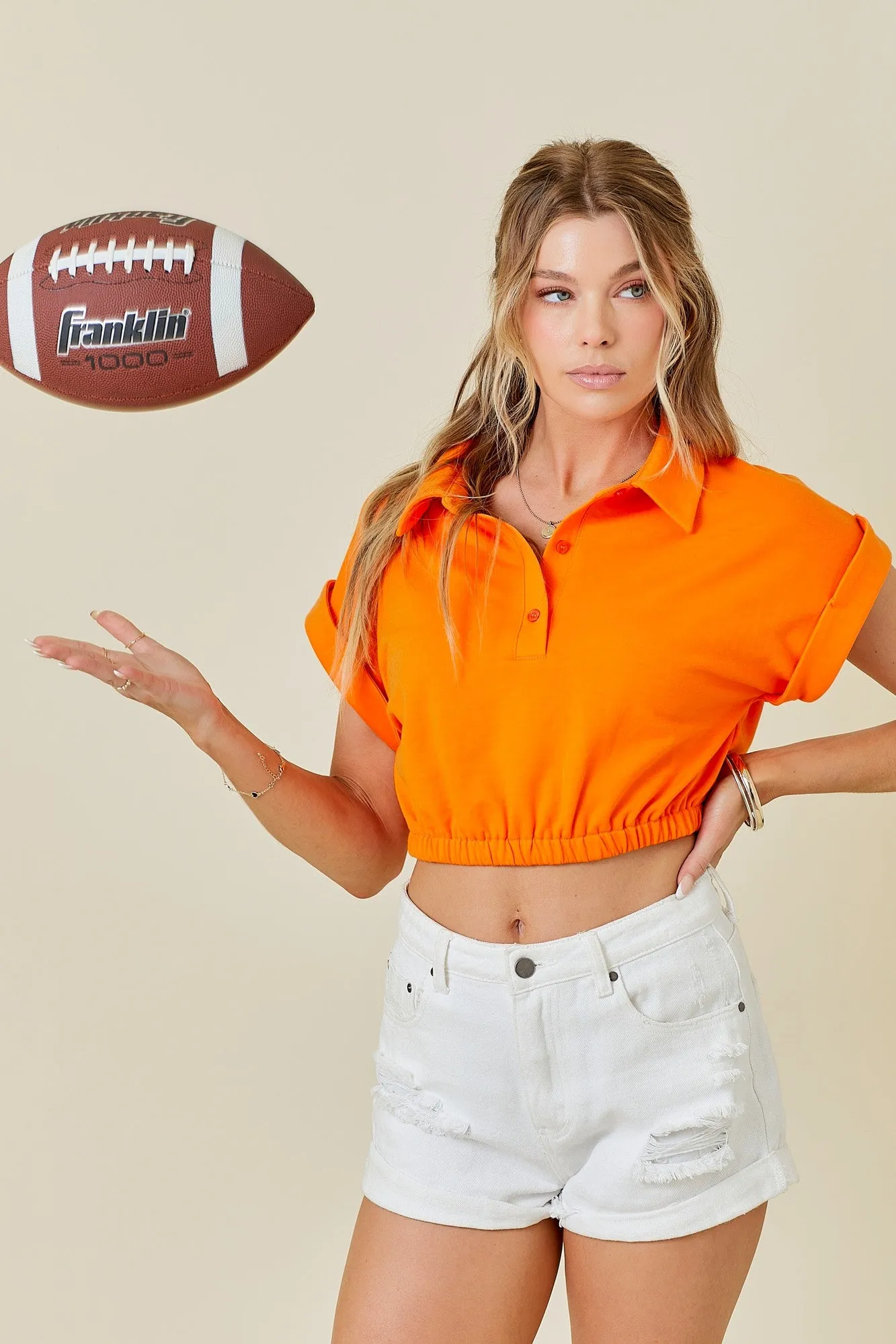 Orange Cropped Gameday Shirt