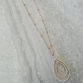 Park Lane Rose Gold Plated Crystal Tear Drop Long Necklace