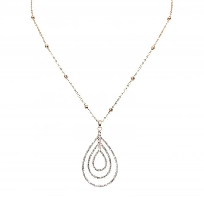 Park Lane Rose Gold Plated Crystal Tear Drop Long Necklace