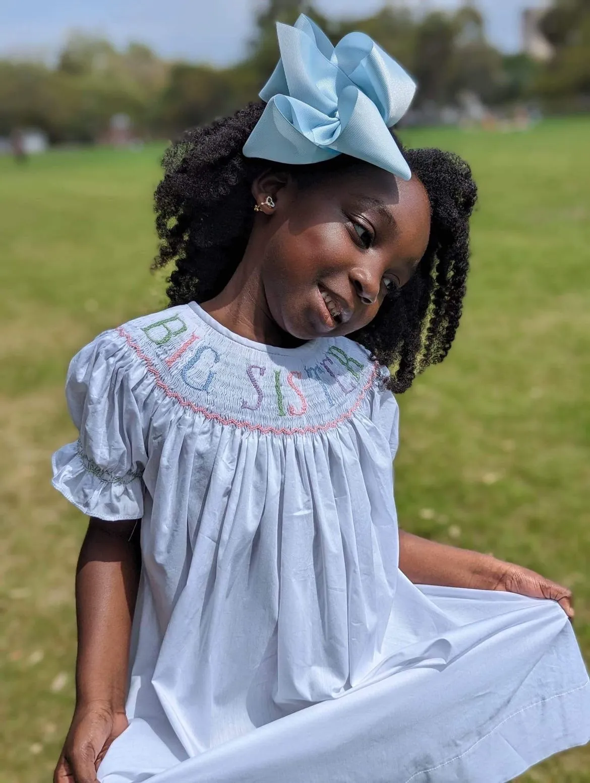 Pastel Colors Big Sister Smocked Bishop Dress - Gender Neutral