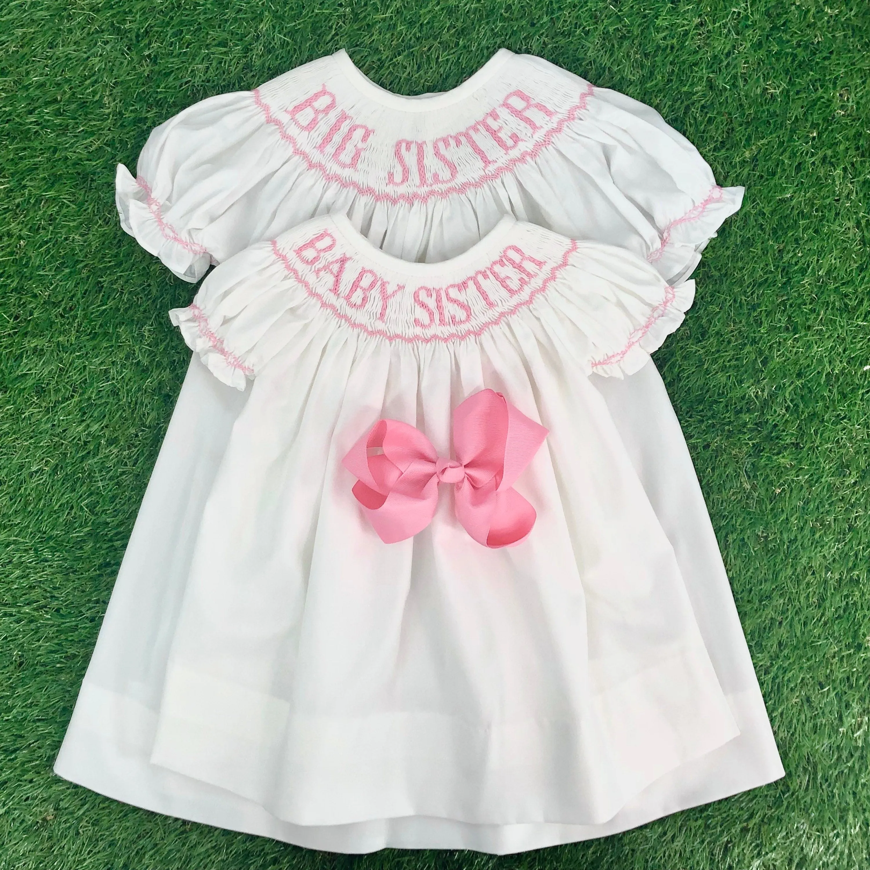 Pastel Colors Big Sister Smocked Bishop Dress - Gender Neutral