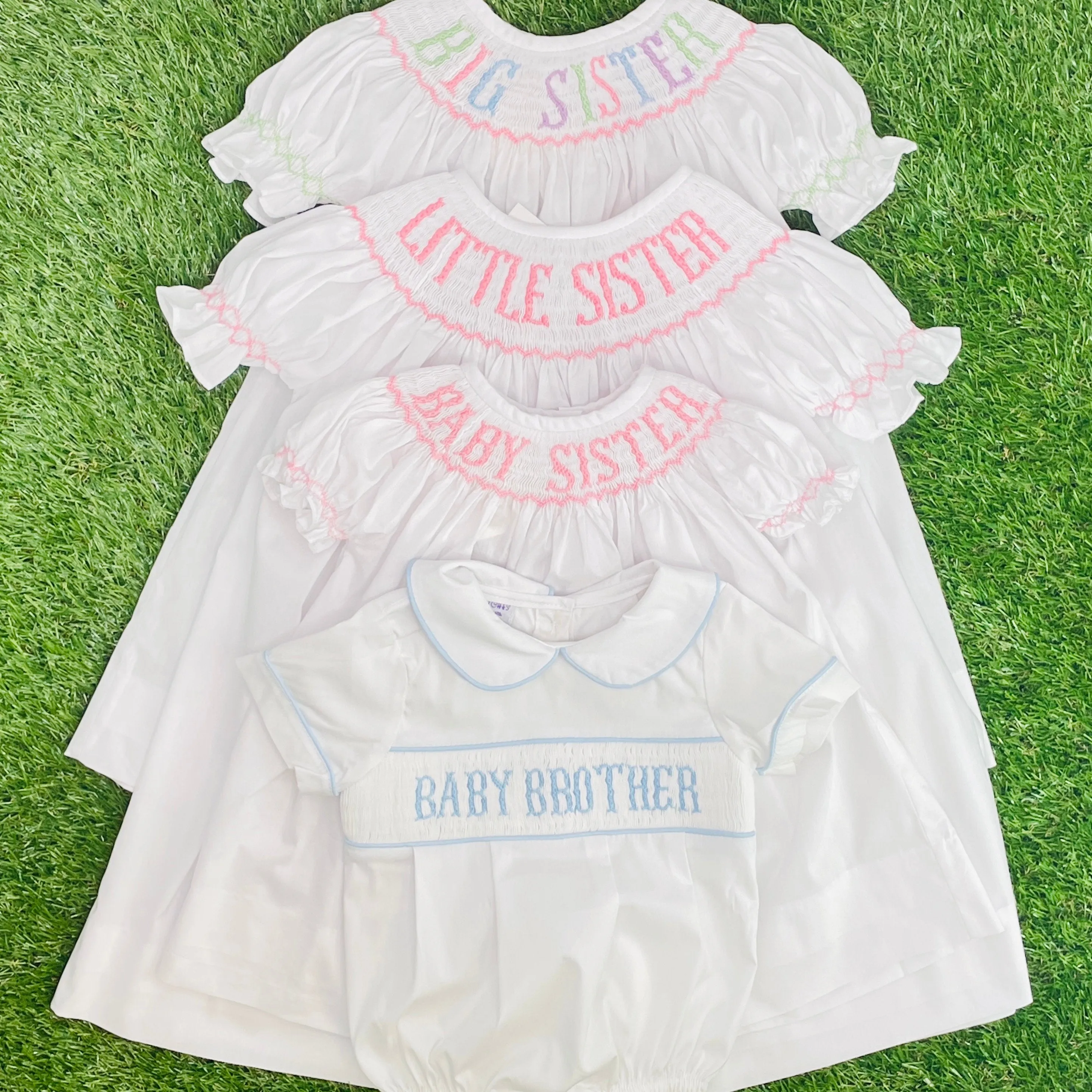 Pastel Colors Big Sister Smocked Bishop Dress - Gender Neutral