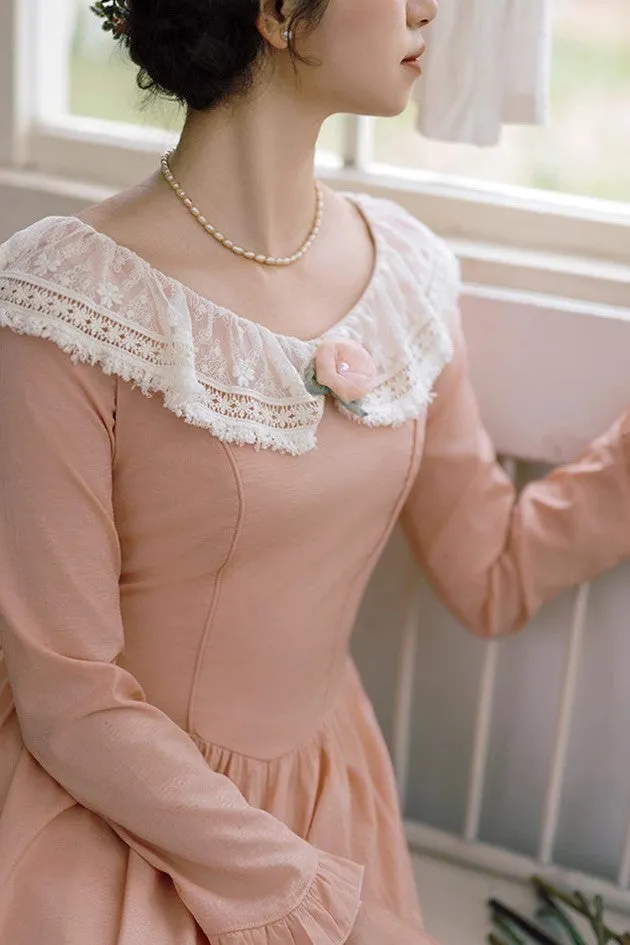 Period Drama Style Vintage Pink Swing Dress