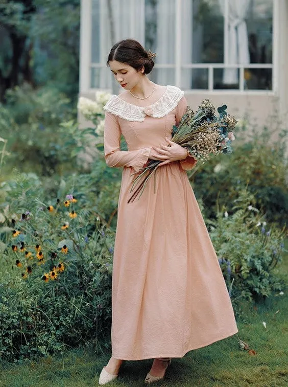 Period Drama Style Vintage Pink Swing Dress