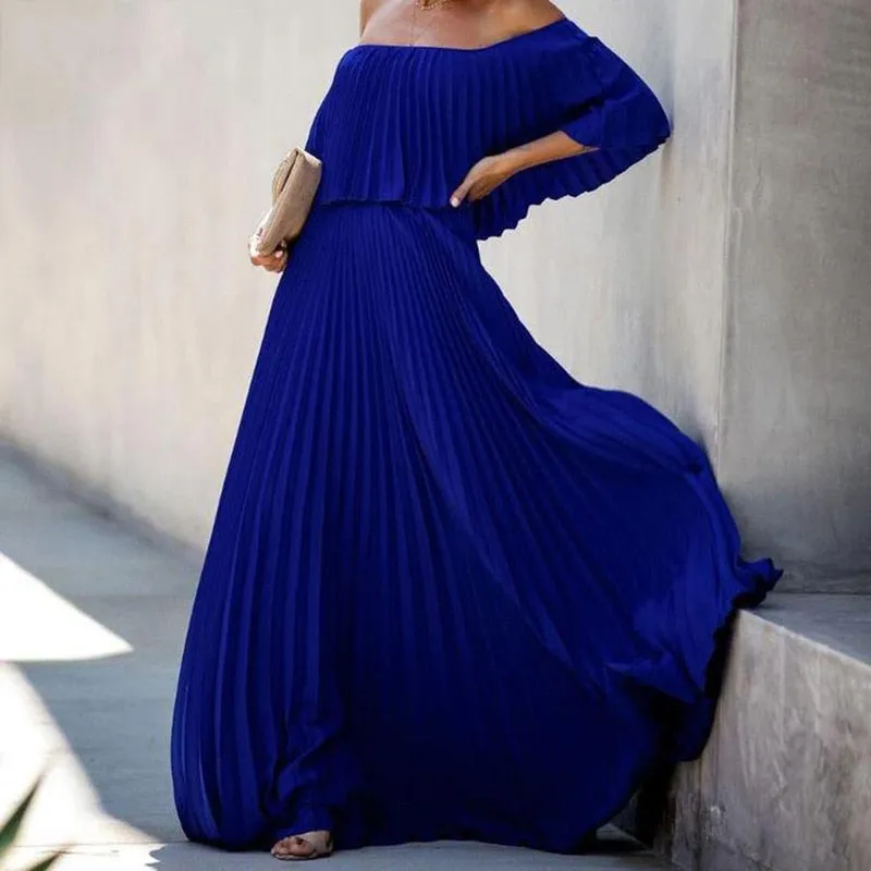 Pleated Long Flowy Dress