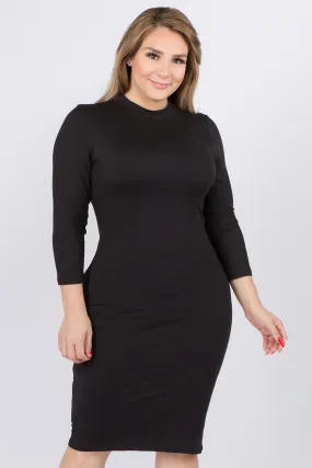 Plus Size Wild Card Mock Neck Bodycon Dress