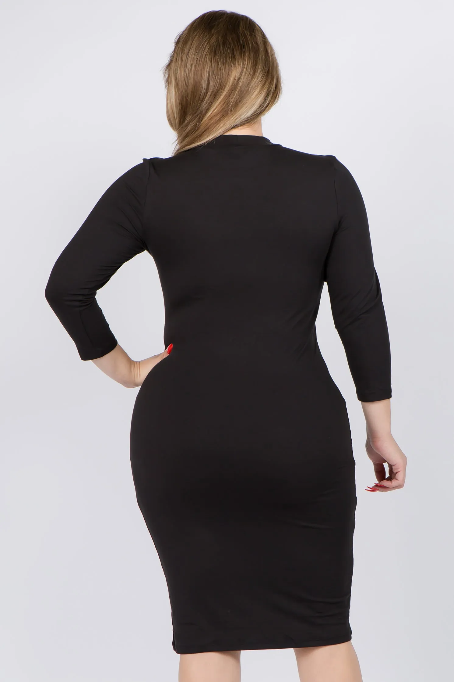 Plus Size Wild Card Mock Neck Bodycon Dress