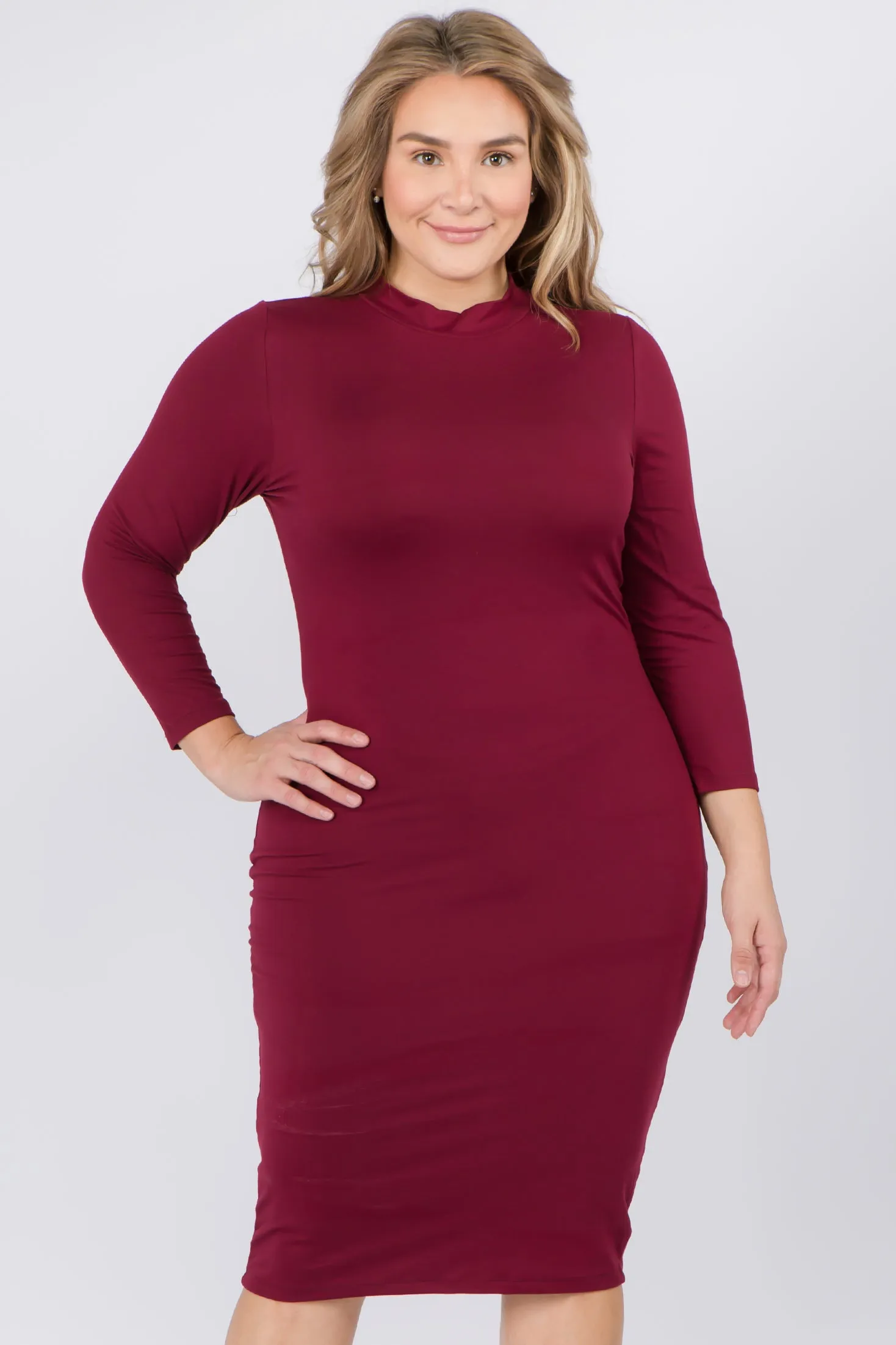 Plus Size Wild Card Mock Neck Bodycon Dress