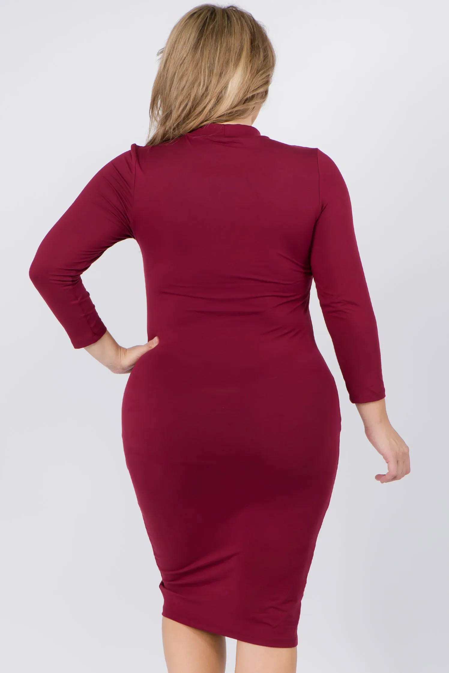 Plus Size Wild Card Mock Neck Bodycon Dress