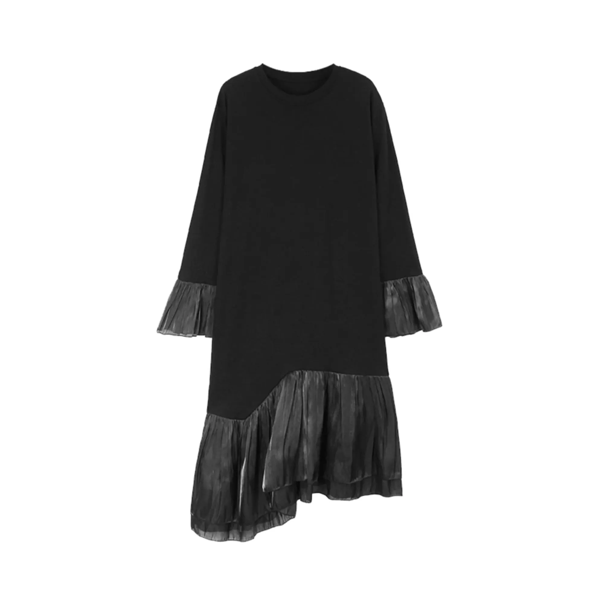 Pre Order:  Mid-Calf Pleated Cuffs Hem Dress