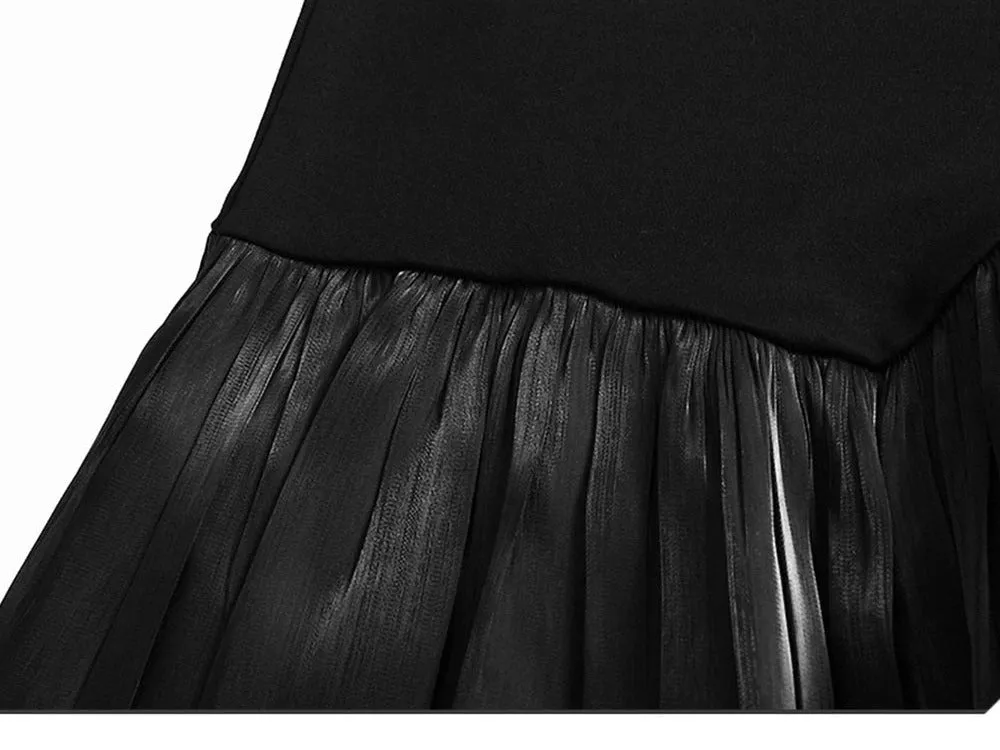 Pre Order:  Mid-Calf Pleated Cuffs Hem Dress