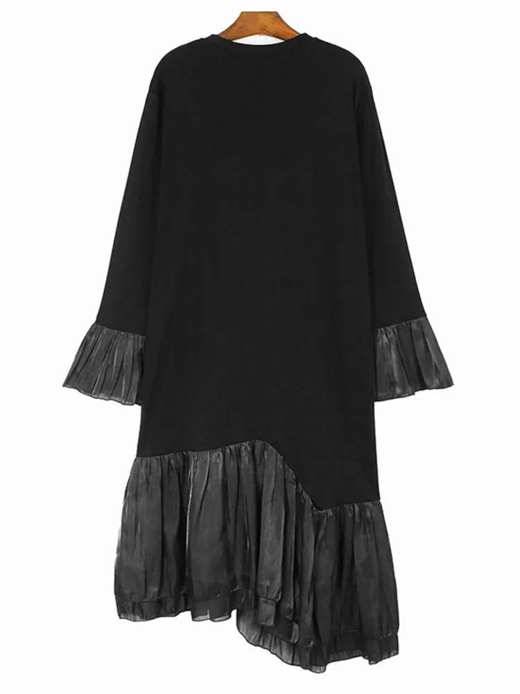 Pre Order:  Mid-Calf Pleated Cuffs Hem Dress