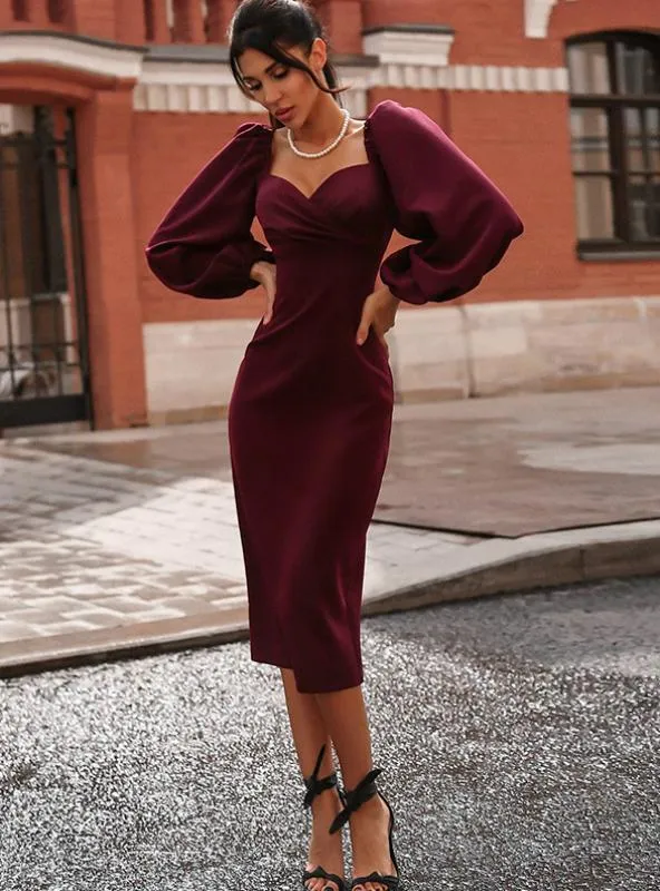 PURE V NECK OFF SHOULDER BODYCON DRESS