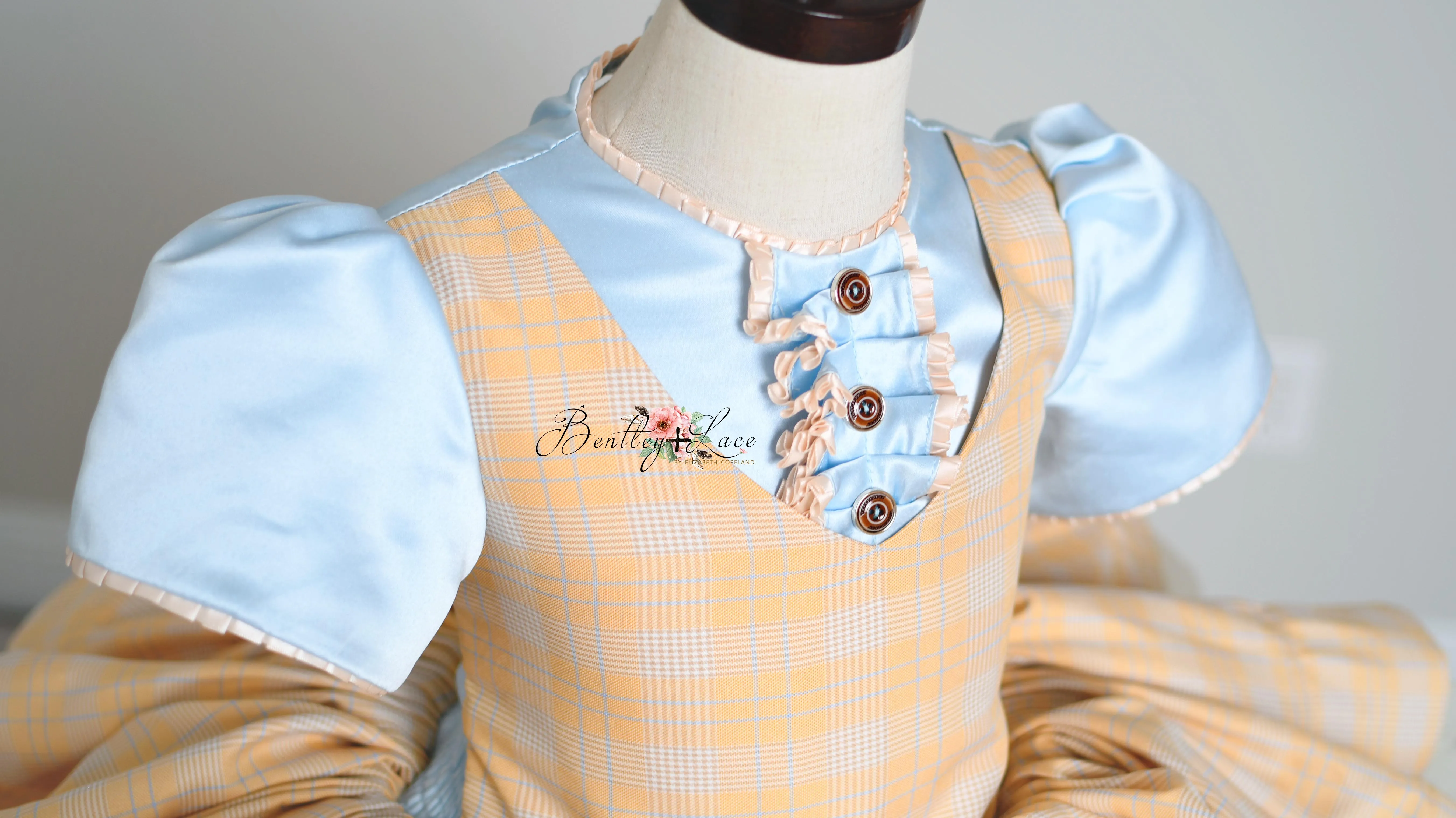 "Bluebird Breeze" Vintage Inspired Plaid Petal Length Dress | Size 5 Years to Petite 7 Years