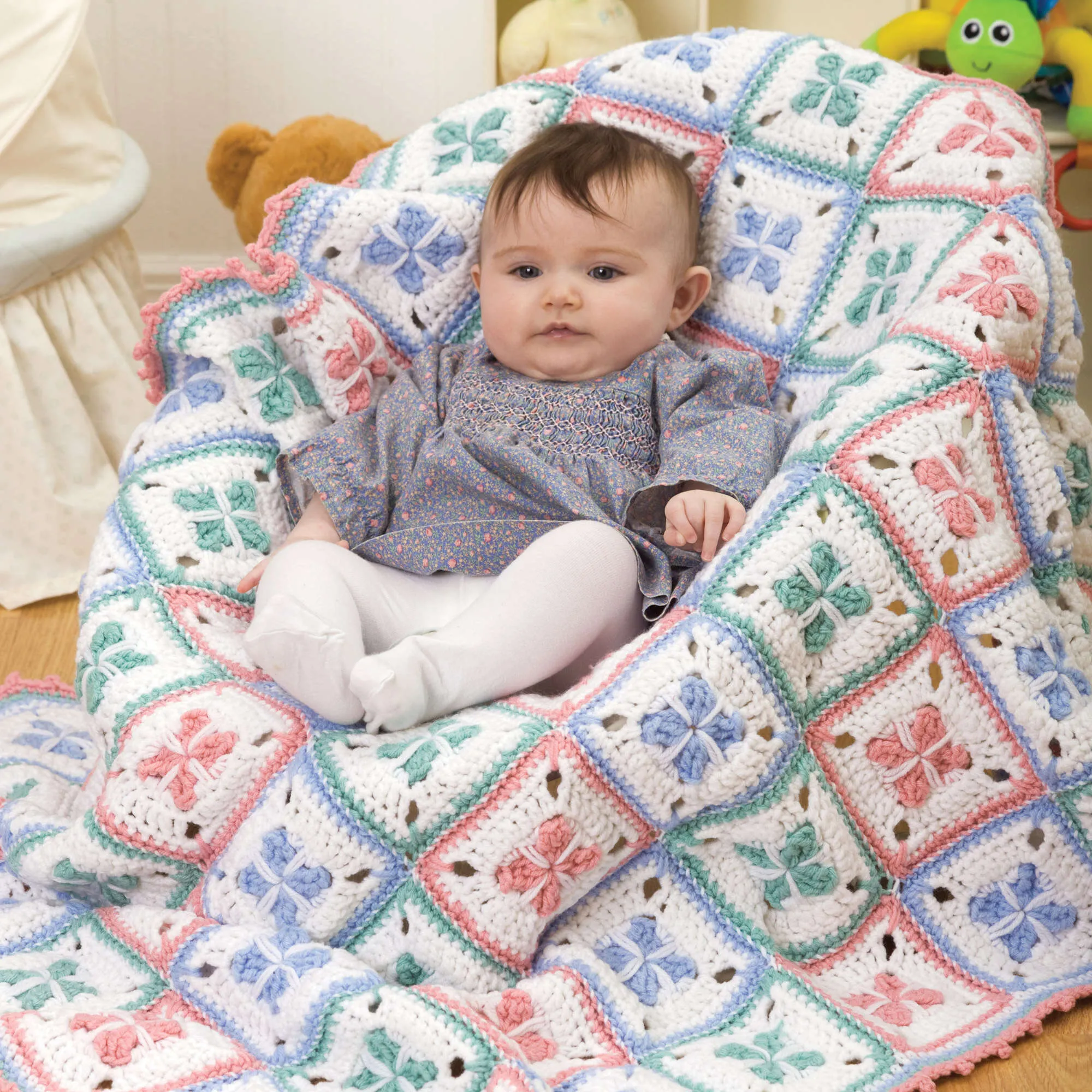 Red Heart Crochet Baby Checks Blanket