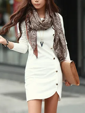 Round Neck Long Sleeve Autumn Bodycon Mini Dress