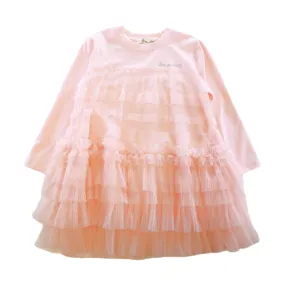 Ruffle Mesh Layer Dress - Pink