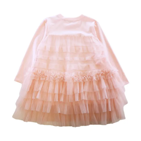 Ruffle Mesh Layer Dress - Pink