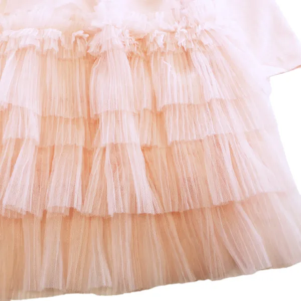 Ruffle Mesh Layer Dress - Pink