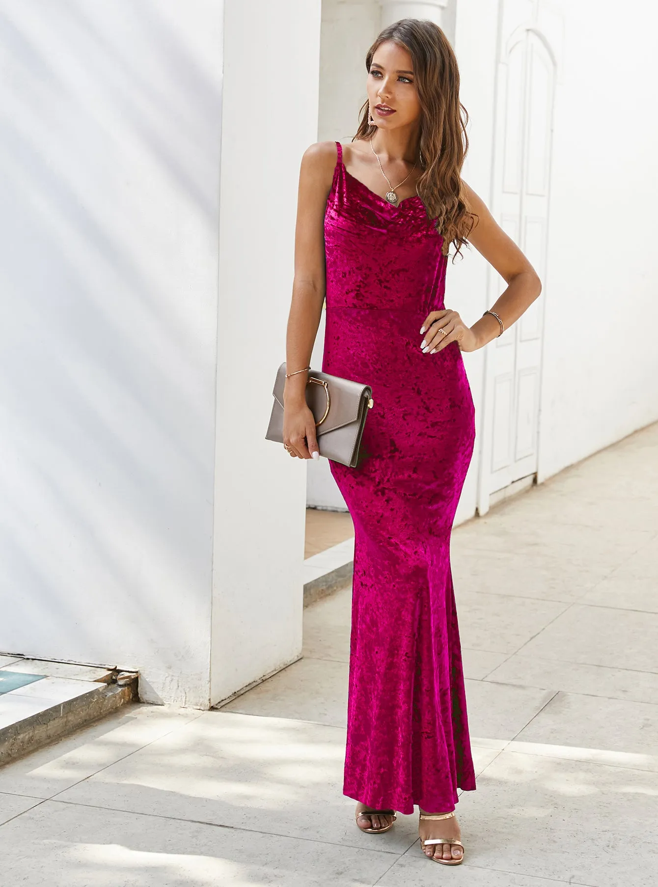 sexy mature slim mermaid velvet party wear gown evening dresses