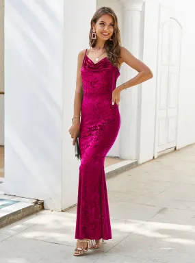 sexy mature slim mermaid velvet party wear gown evening dresses